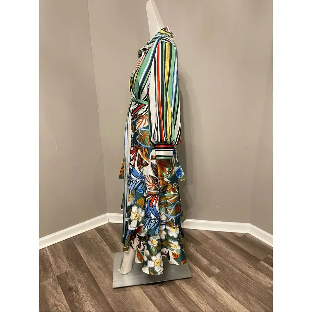 Badgley Mischka Mixed Print Tiered Shirtdress - Picture 9 of 14